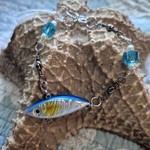 Blue and Silver Fishing Lure Bracelet